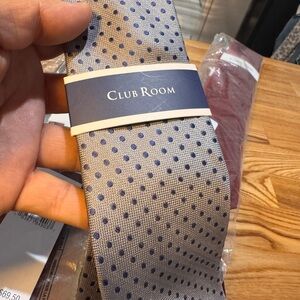 Club Room Gray Tie with Blue Dot Pattern